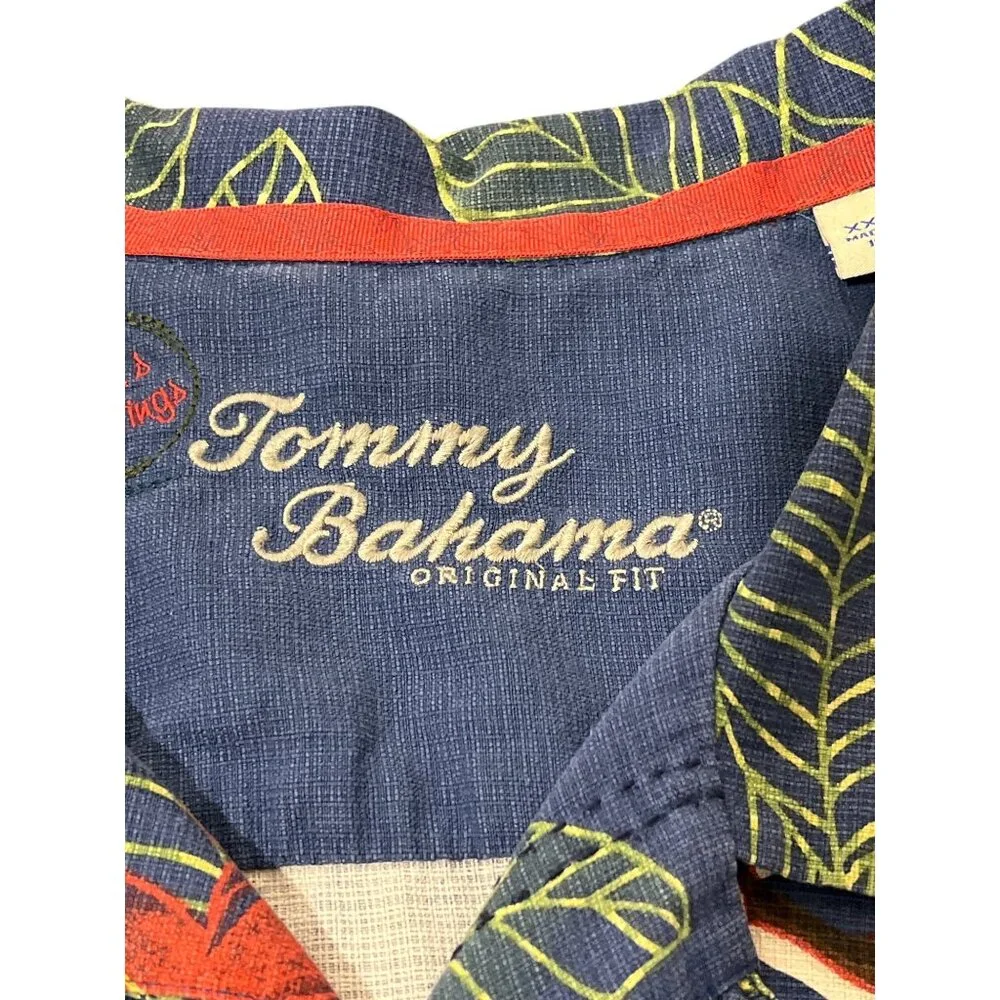 Tommy Bahama Mens XXL Original Fit Silk Hawaiian Shirt Blue Red Rudolf Reindeer - Picture 4 of 8